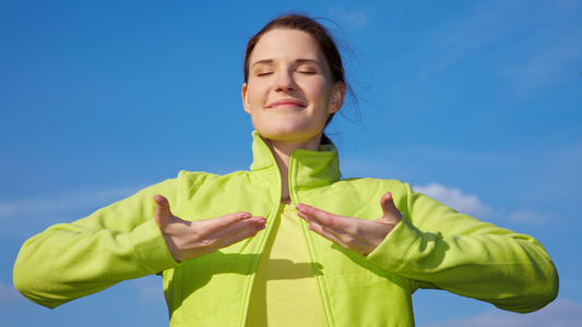 Person breathing well because of Chlorophyll Benefits