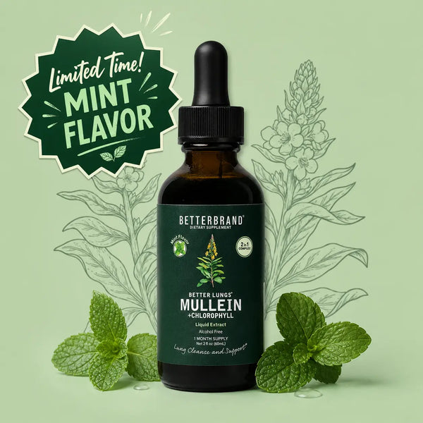 BetterLungs® Mullein + Chlorophyll Tincture (Mint Flavor)