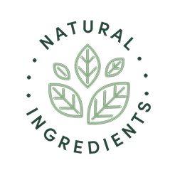Natural Ingredients logo with four stylized green leaves