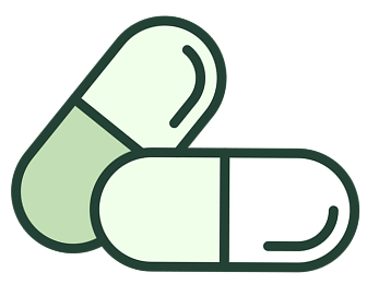 Two green and white capsules or pills illustration