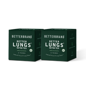Front view of BetterLungs Tea 1-pack box showing dark green packaging and product name on white background