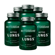 Cluster of green supplement jars labeled BETTERMAN and BETTER LUNGS
