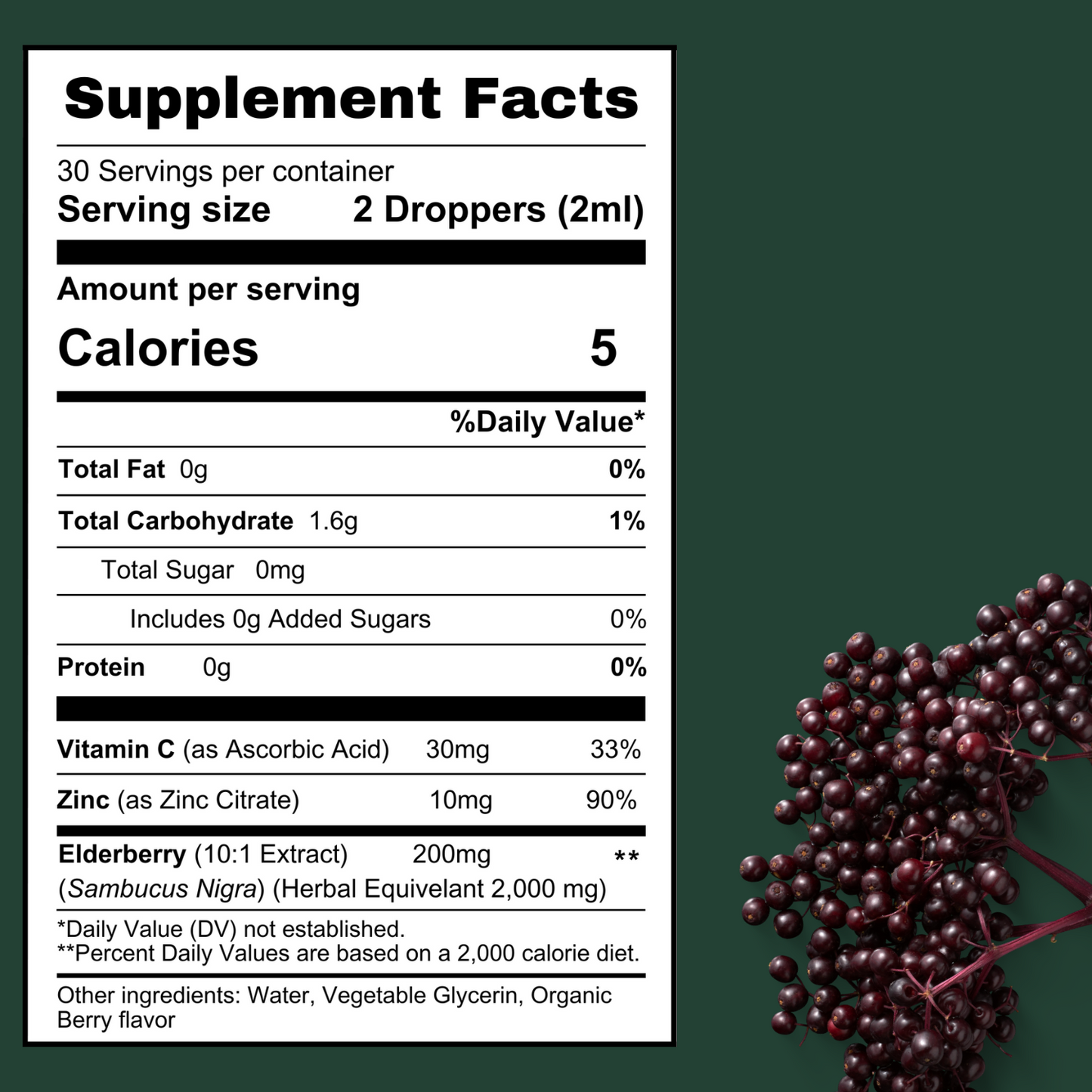 BetterLungs® Elderberry Tincture - Elderberry Extract Supplement Facts - Betterbrand