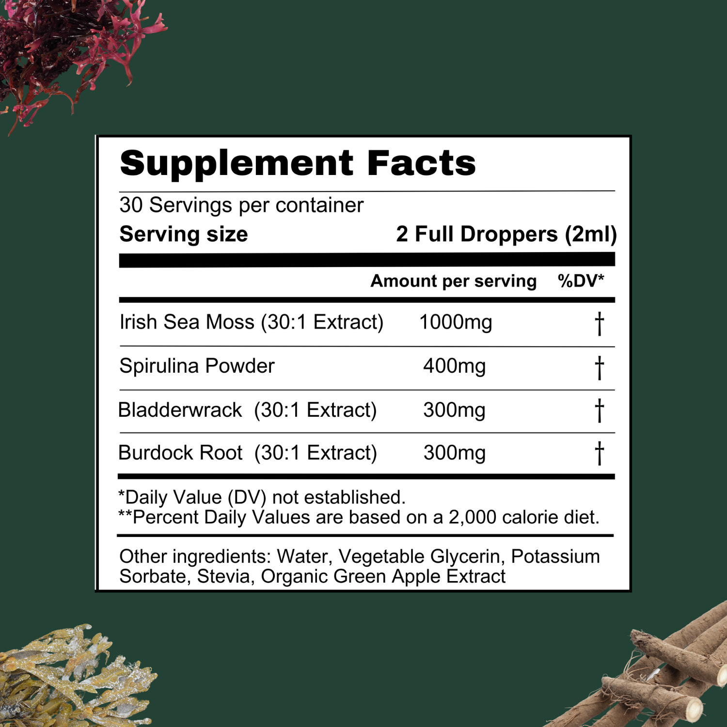 BetterLungs® Sea Moss Tincture - Supplement Facts - Betterbrand
