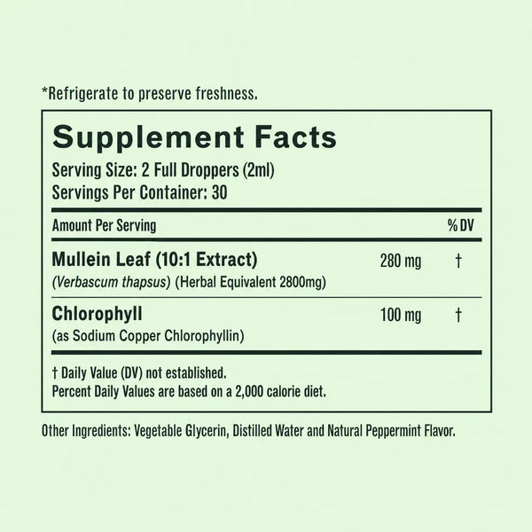 BetterLungs® Mullein + Chlorophyll Tincture (Mint Flavor)