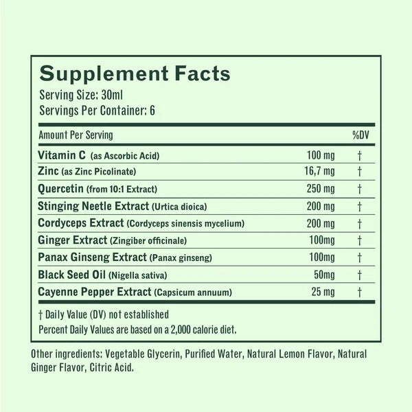 BetterLungs Mullein + Chlorophyll supplement facts panel