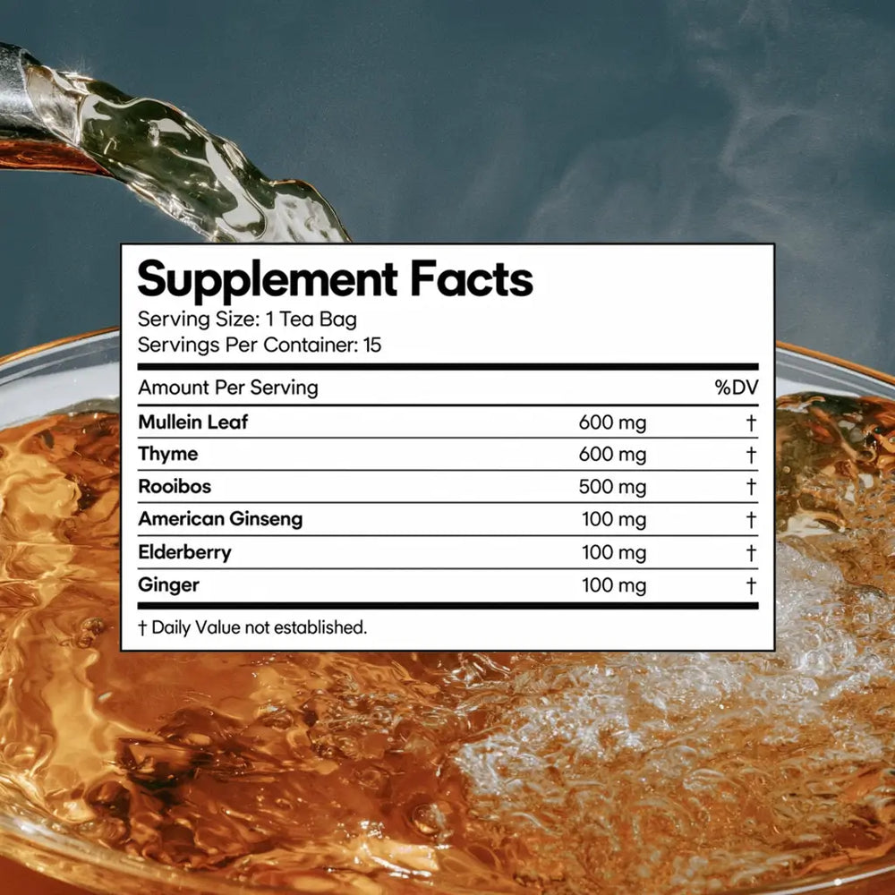 BetterLungs Mullein + Chlorophyll supplement facts panel
