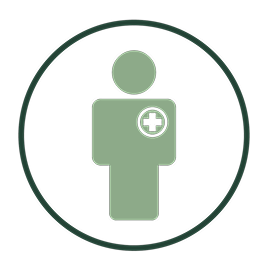 Person icon with medical cross symbol inside a circle