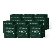 Six dark-green retail product boxes stacked in two rows;front labels not legible